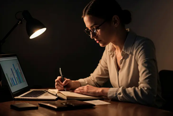 Person organizing long-term savings plan